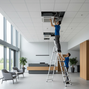 Stručna montaža kazetnih klima uređaja od 10,1 do 14 kW. Profesionalna ugradnja stropnih klima za velike prostore i objekte.